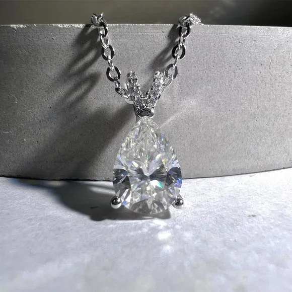 Certified 2ct. t.w. Moissanite Diamond Teardrop Necklace - Picture 3 of 14